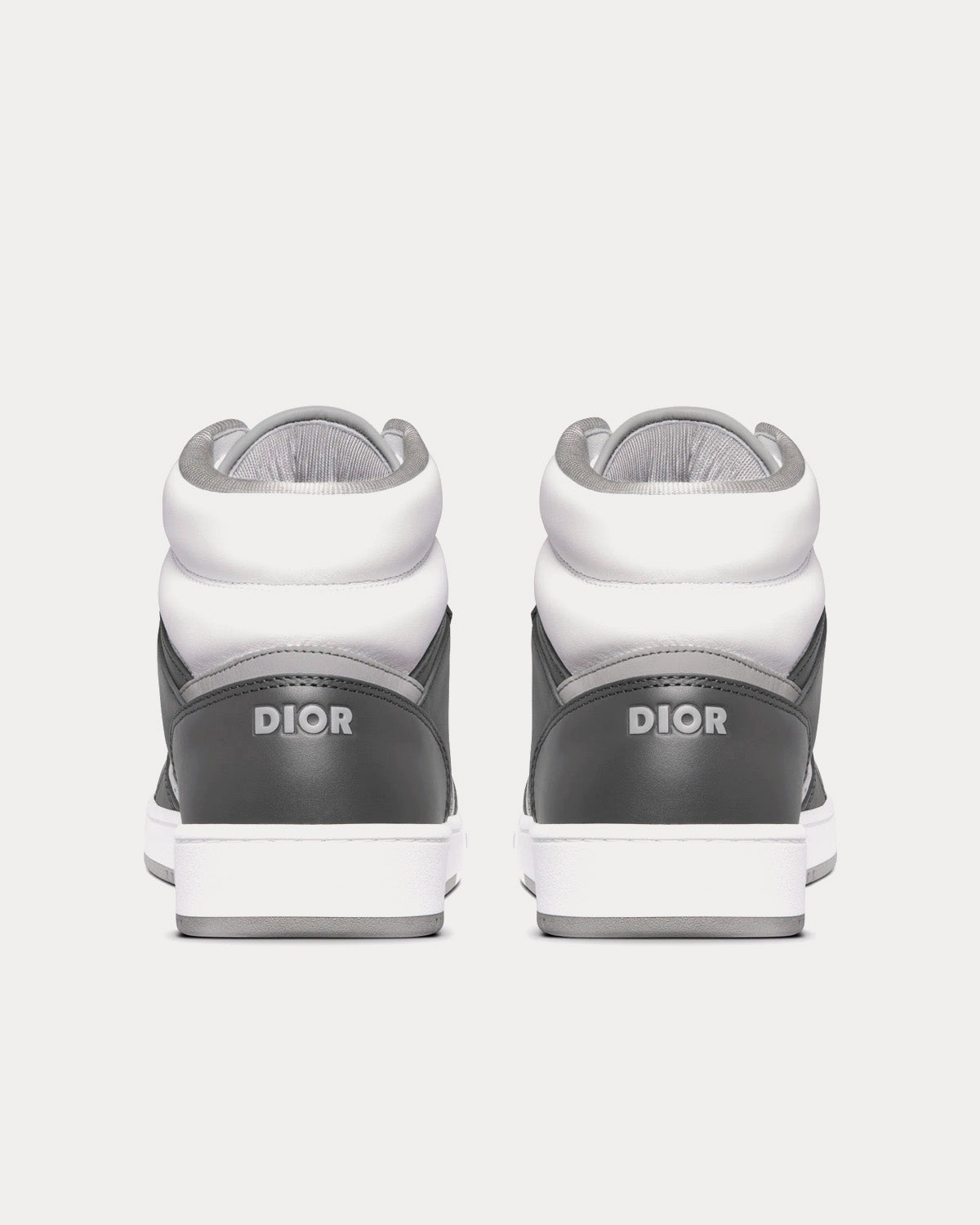 B27 Anthracite Gray and White Smooth Calfskin with Dior Oblique Jacquard with Ruthenium-Tone Metallic Thread High Top Sneakers