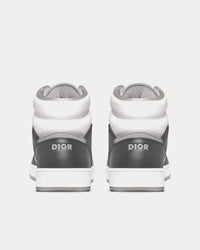 B27 Anthracite Gray and White Smooth Calfskin with Dior Oblique Jacquard with Ruthenium-Tone Metallic Thread High Top Sneakers