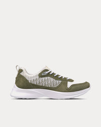 B25 Runner Olive Suede and White Technical Mesh with Olive and White Dior Oblique Canvas Low Top Sneakers