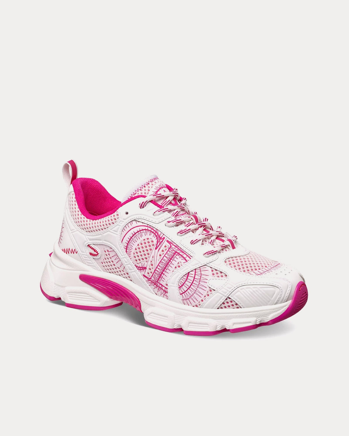 Miss Dior Chrono Mesh & Leather-Effect Panels White / Fuchsia Low Top Sneakers
