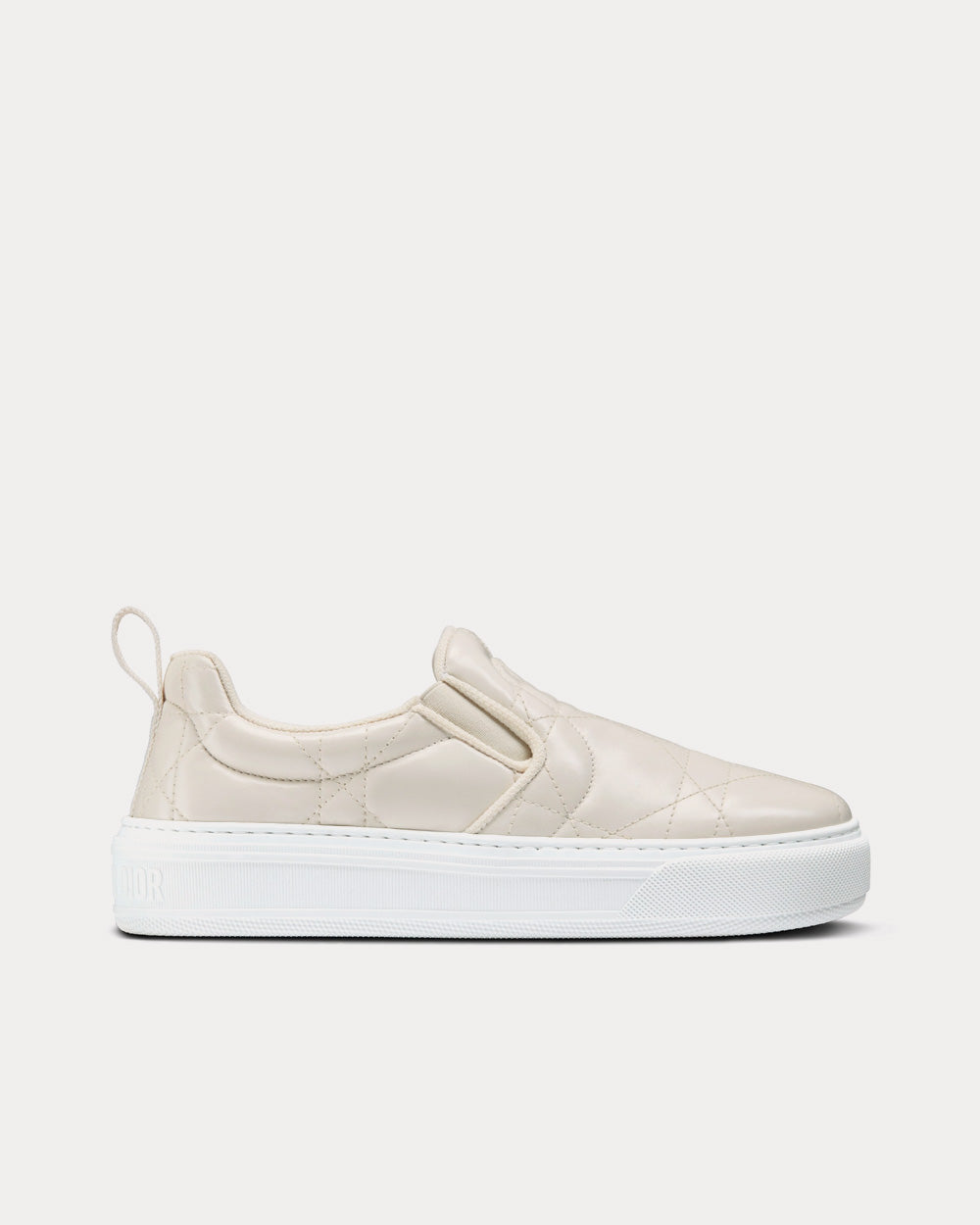 Solar White Quilted Cannage Calfskin Slip On Sneakers