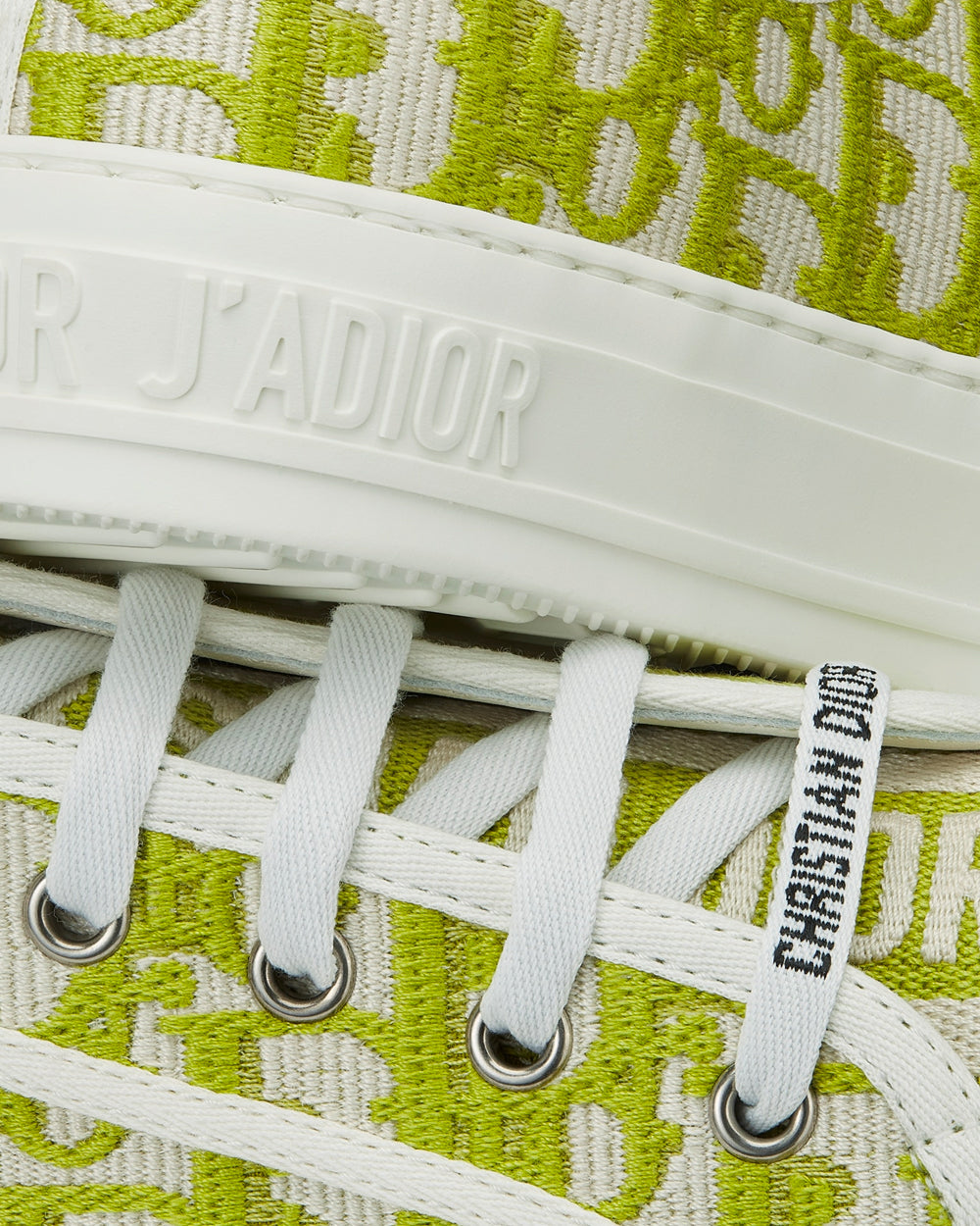 Walk'n'Dior Lime Dior Oblique Embroidered Cotton Low Top Sneakers