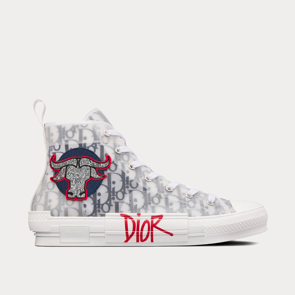 B23 SHAWN Ox Head Embroidery Patch White High Top Sneakers