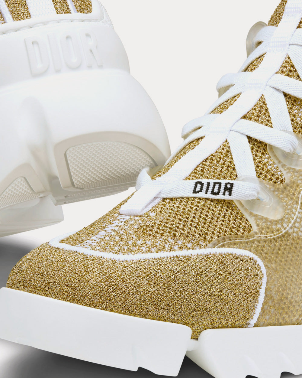 D-Connect Gold-Tone Laminated Mesh High Top Sneakers