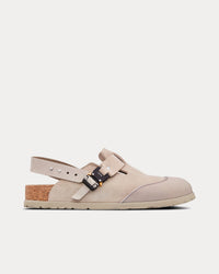 Tokio Greige Nubuck Calfskin Mules