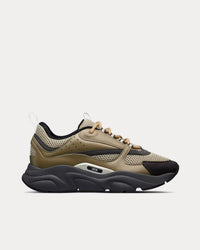 B22 Khaki and Black Technical Mesh and Khaki Calfskin Low Top Sneakers