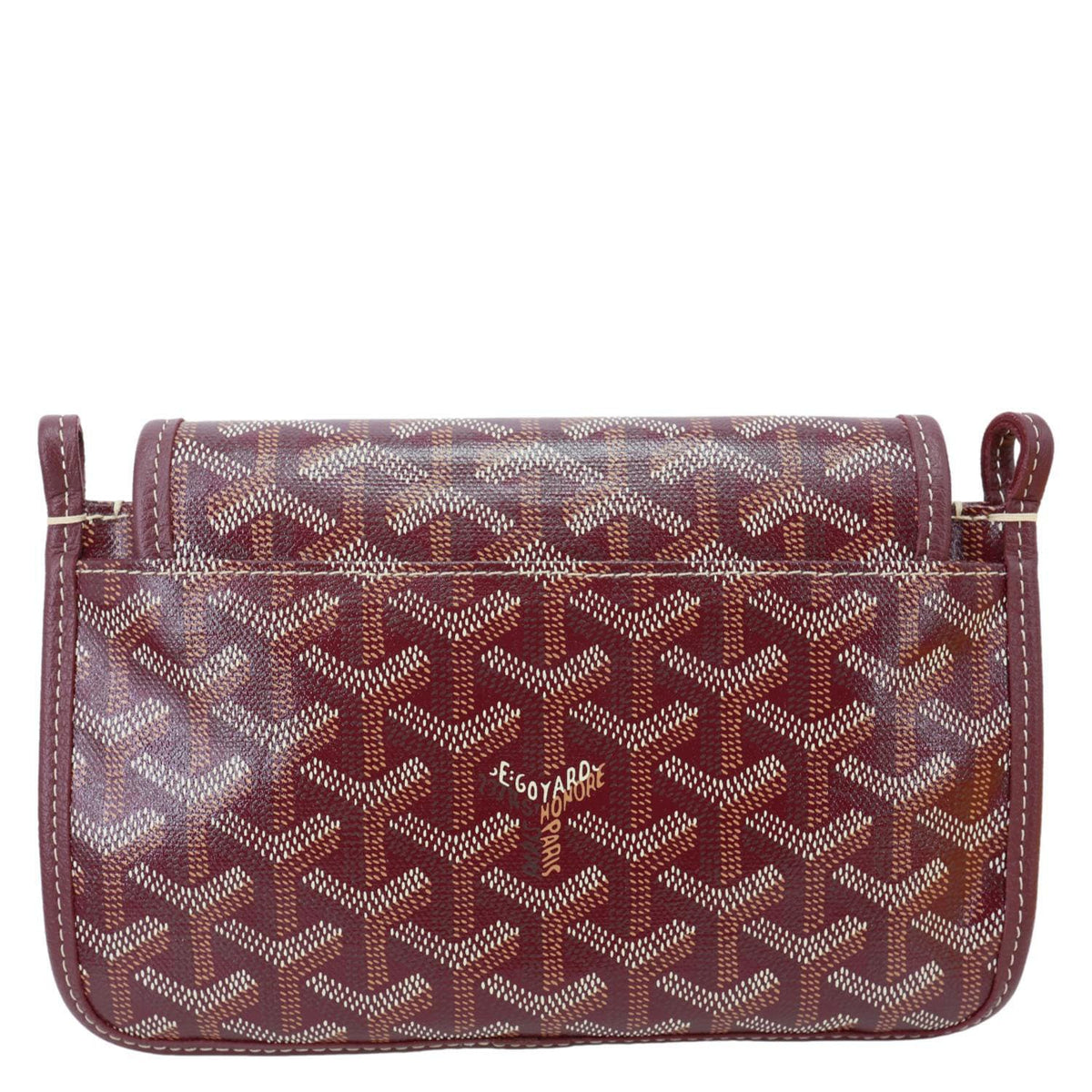 GOYARD Plumet Chevron Print Canvas Clutch Shoulder Bag Burgundy
