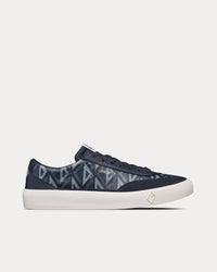 B101 Navy Blue CD Diamond Canvas, Smooth Calfskin and Nubuck Low Top Sneakers
