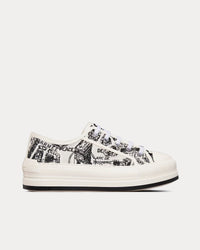 Walk'n'Dior Platform White and Black Cotton Embroidered with Plan de Paris Motif Low Top Sneakers
