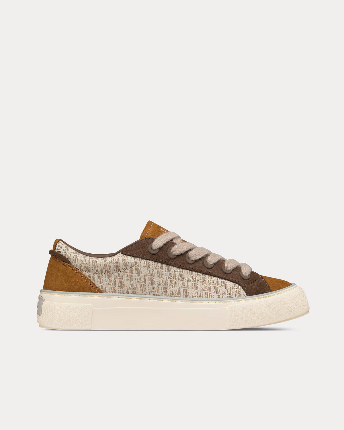 B33 Beige Dior Oblique Jacquard with Brown and Cognac Suede Low Top Sneakers