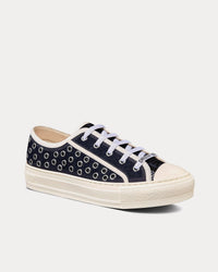 Walk'n'Dior Cotton Denim Embroidered with Eyelet Blue Motif Low Top Sneakers