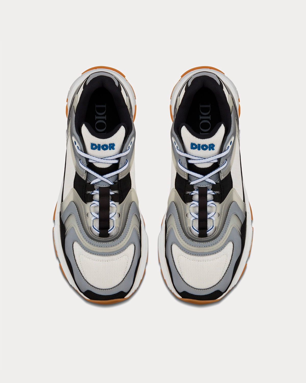 CD1 White Mesh and Gray and Black Technical Fabric Running Trainers