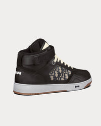 B27 Black Smooth Calfskin with Beige and Black Dior Oblique Jacquard High Top Sneakers