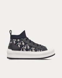 Walk'n'Dior Platform Deep Blue Dior Oblique Technical Mesh and Calfskin High Top Sneakers