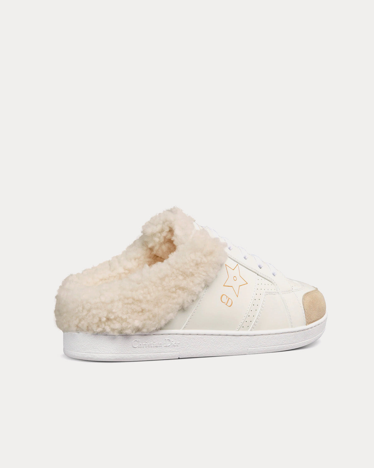 Dior Star White Calfskin and Shearling Low Top Sneakers