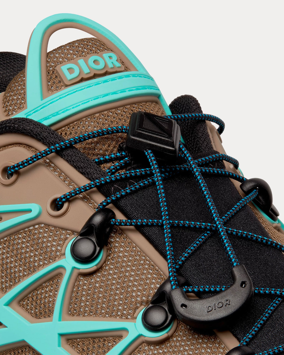 B31 Runner Technical Mesh & Rubber with Warped Cannage Motif Khaki / Turquoise / Black Low Top Sneakers