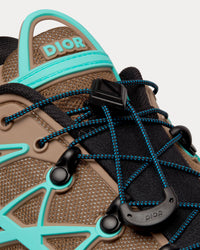 B31 Runner Technical Mesh & Rubber with Warped Cannage Motif Khaki / Turquoise / Black Low Top Sneakers