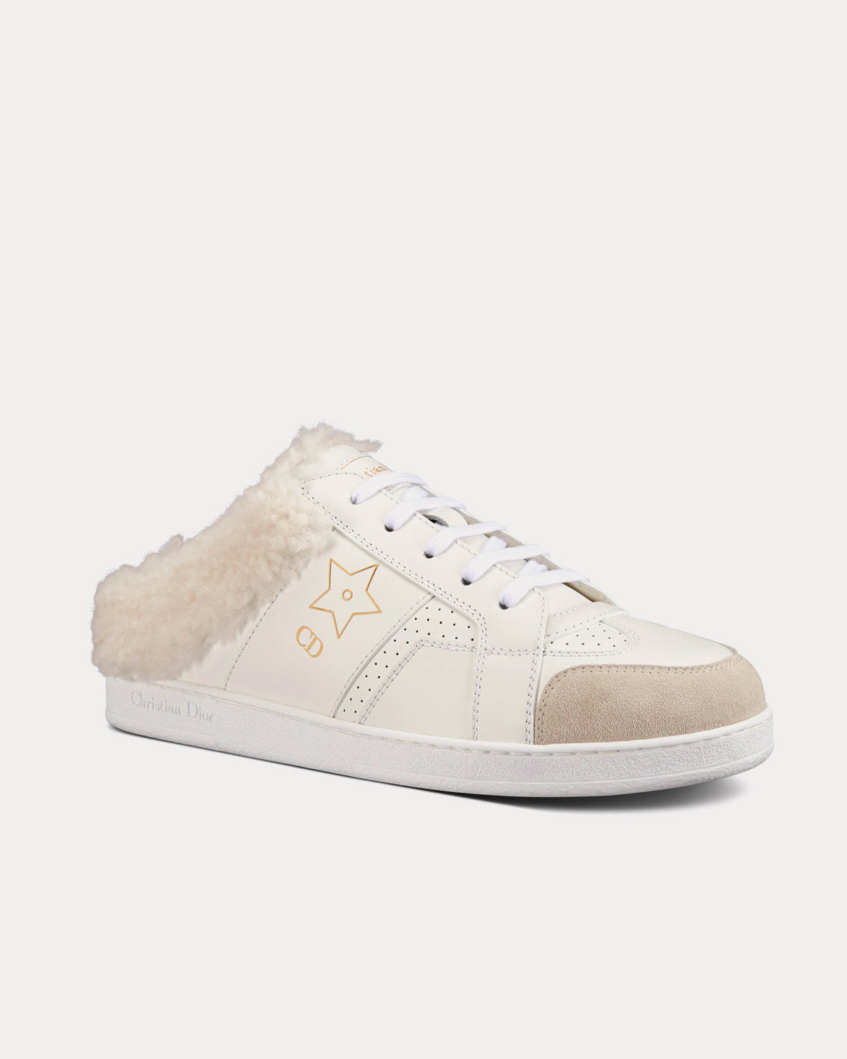 Dior Star White Calfskin and Shearling Low Top Sneakers