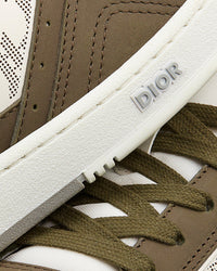 B27 Olive Nubuck Calfskin with White Dior Oblique Galaxy Leather Low Top Sneakers