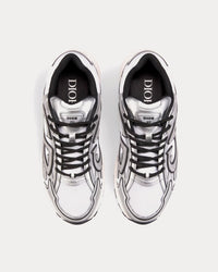 B30 White Mesh and Silver-Tone Metallic Calfskin Low Top Sneakers