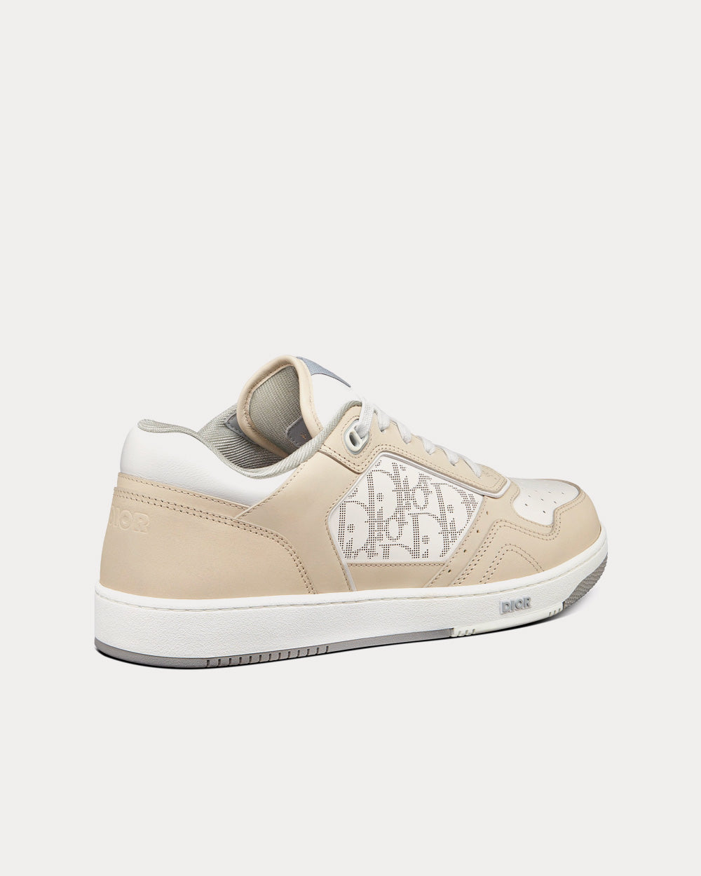 B27 Cream Nubuck Calfskin and White Dior Oblique Galaxy Leather Low Top Sneakers