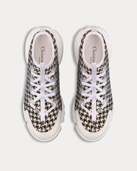 D-Connect Black and White Technical Fabric with Micro-Houndstooth Print Low Top Sneakers