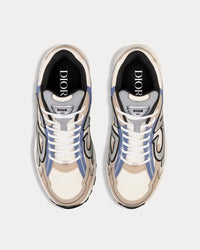B30 Cream Mesh and Beige, Blue and Gray Technical Fabric Low Top Sneakers
