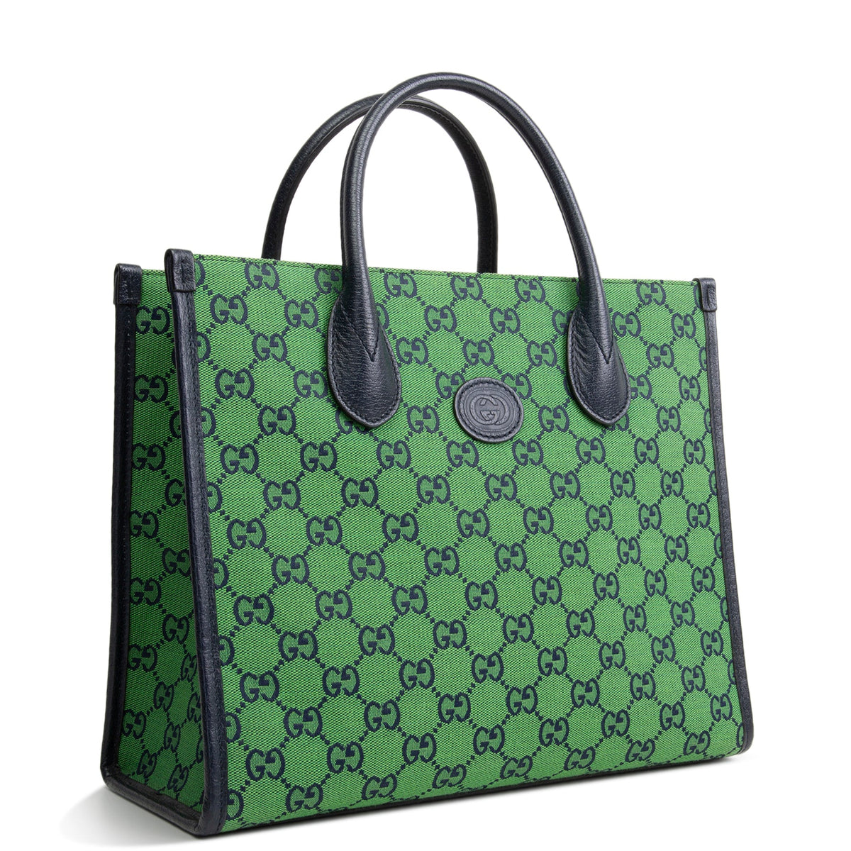 GG Canvas Interlocking G Tote Bag - Green