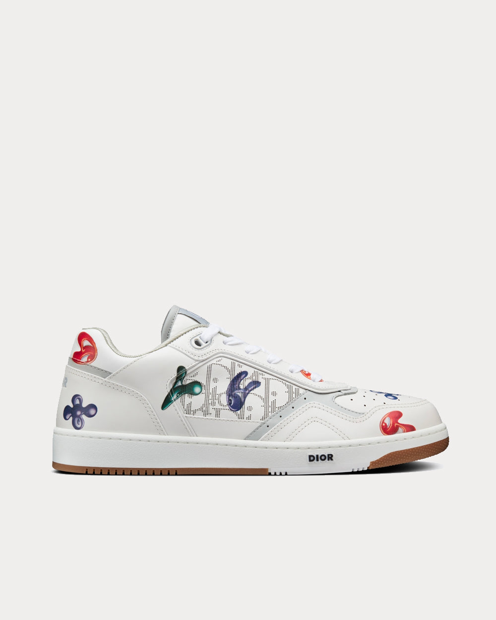 B27 White Smooth Calfskin with Printed Motif Low Top Sneakers