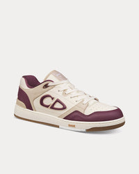 B57 Burgundy and Cream Smooth Calfskin with Beige Suede Low Top Sneakers