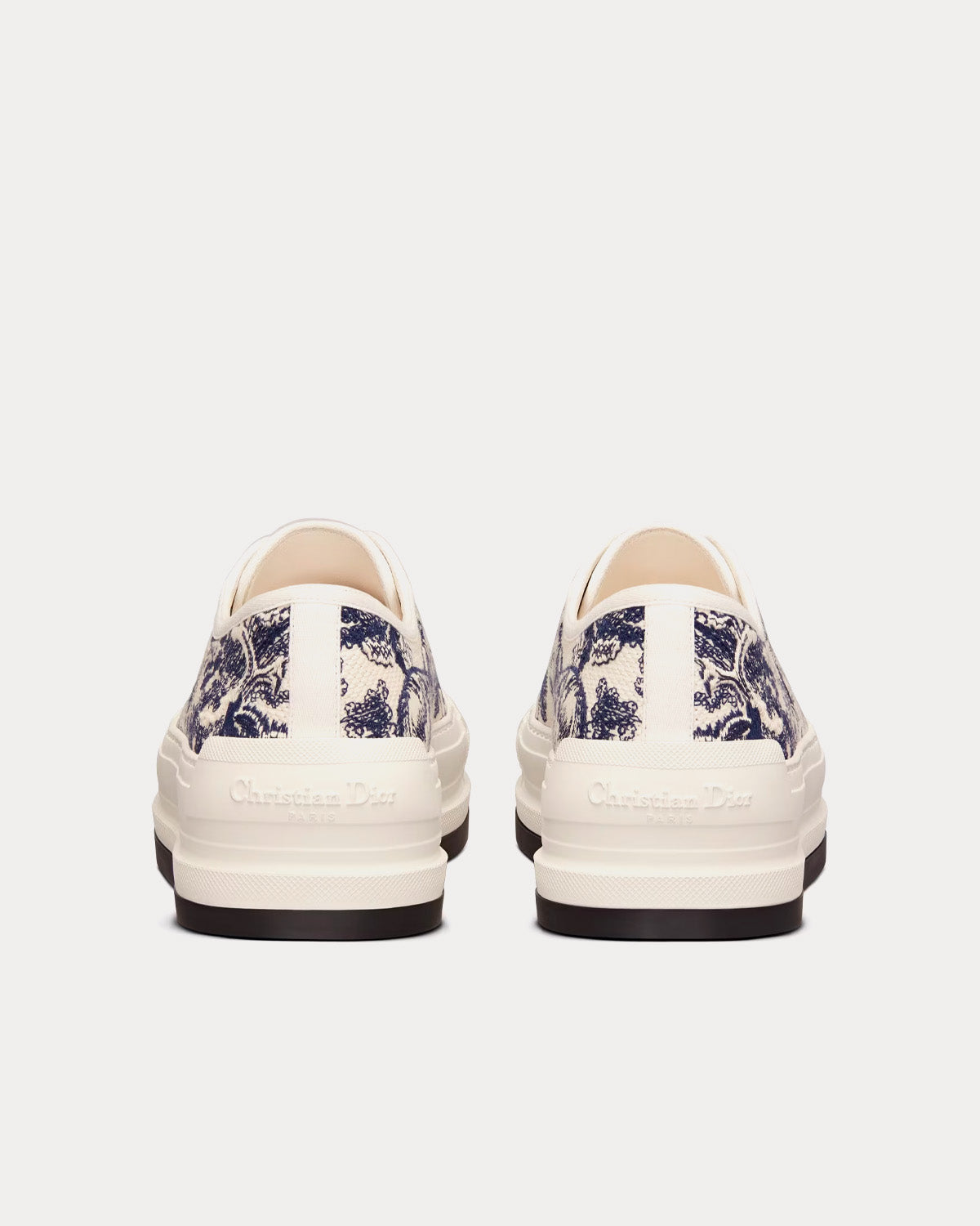 Walk'n'Dior Platform White Embroidered Cotton with Blue Toile de Jouy Motif Low Top Sneakers