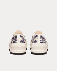 Walk'n'Dior Platform White Embroidered Cotton with Blue Toile de Jouy Motif Low Top Sneakers