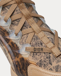 D-Connect Beige and Black Technical Fabric with Plan de Paris Print Low Top Sneakers
