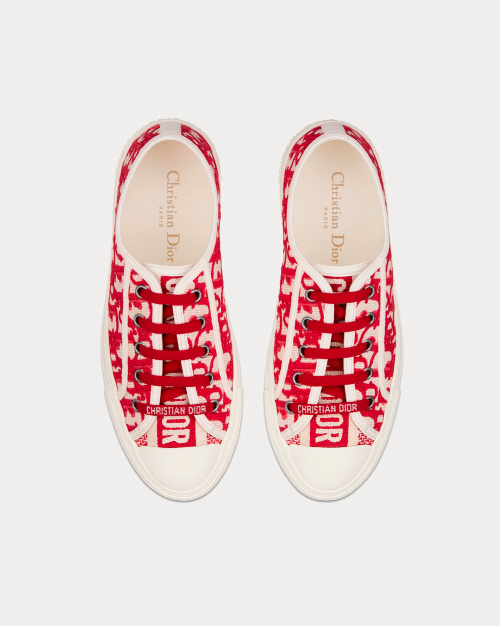 Walk'n'Dior Raspberry Dior Oblique Embroidered Cotton Low Top Sneakers