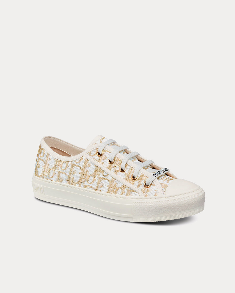 Walk'n'Dior Gold-Tone Dior Oblique Cotton with Metallic Thread Embroidery Low Top Sneakers