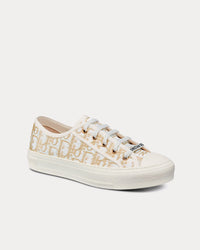 Walk'n'Dior Gold-Tone Dior Oblique Cotton with Metallic Thread Embroidery Low Top Sneakers