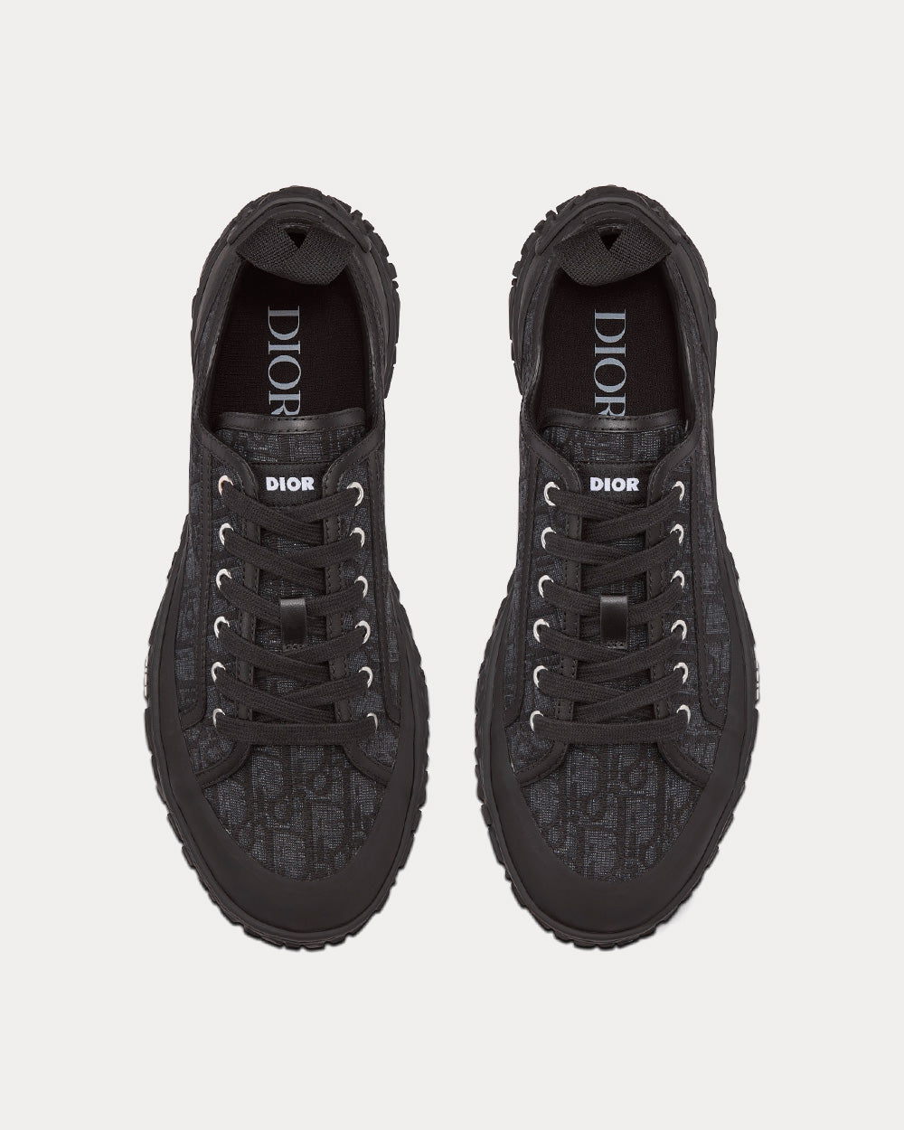 B28 Black Dior Oblique Jacquard and Rubber Low Top Sneakers