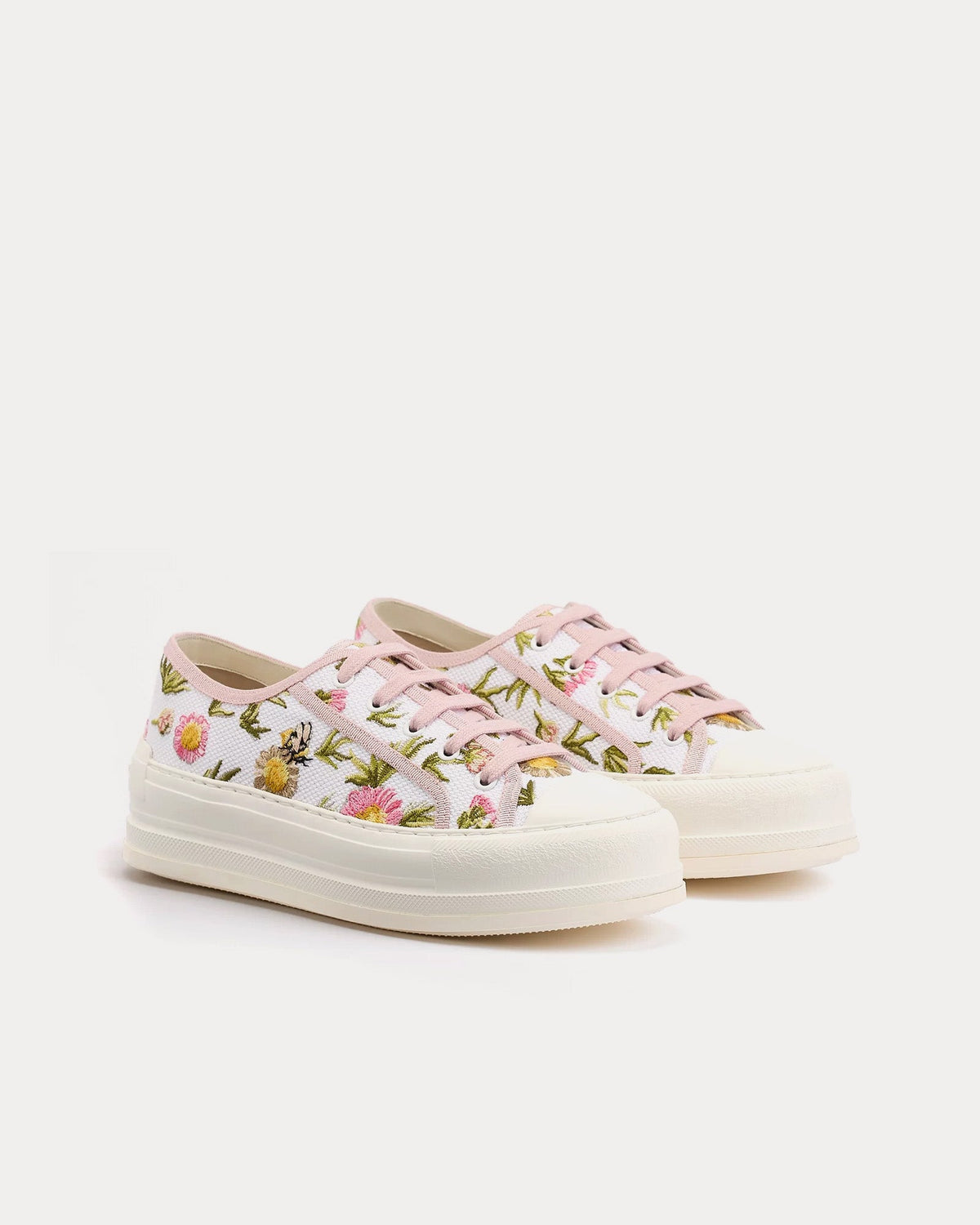 Walk'n'Dior Platform  Daisy Garden Motif White / Pink Low Top Sneakers