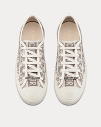 Walk'n'Dior Gray Stone Dior Oblique Embroidered Cotton Low Top Sneakers