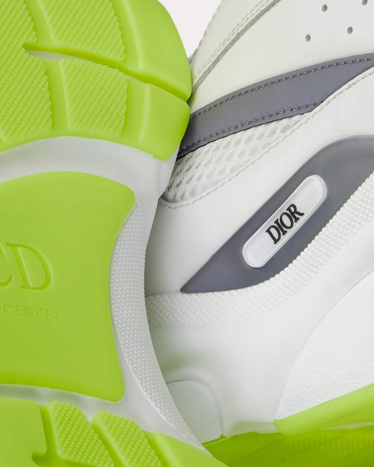 B22 White Technical Mesh and Smooth Calfskin Low Top Sneakers