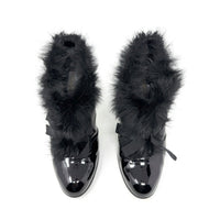 Fall 2004 Runway Black Patent Leather Fur Bow Boots Heels 40 View 3
