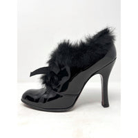 Fall 2004 Runway Black Patent Leather Fur Bow Boots Heels 40 View 1