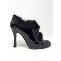 Fall 2004 Runway Black Patent Leather Fur Bow Boots Heels 40 View 4