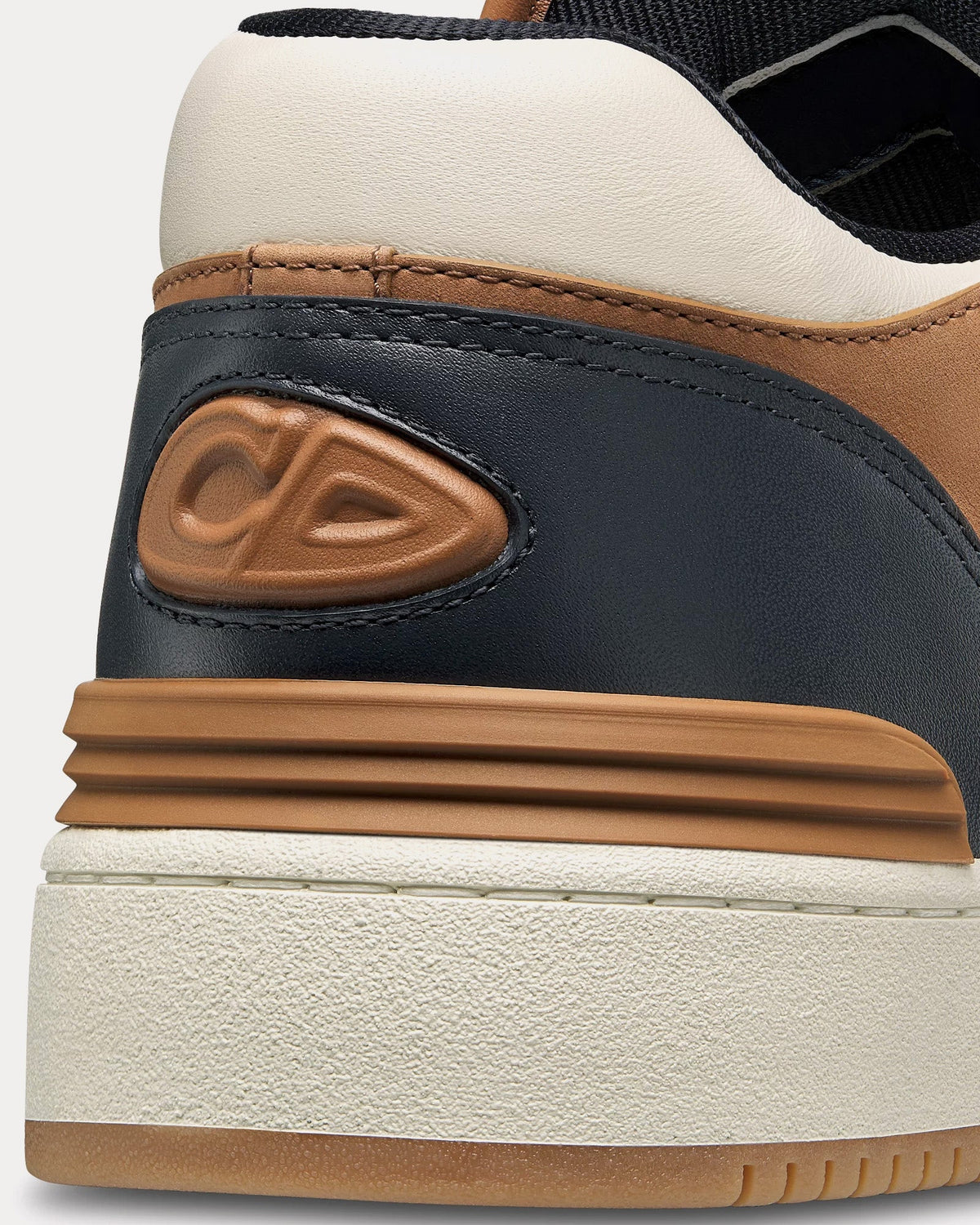 B57 Navy Blue and Cream Smooth Calfskin with Brown Suede Low Top Sneakers