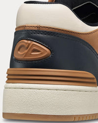 B57 Navy Blue and Cream Smooth Calfskin with Brown Suede Low Top Sneakers