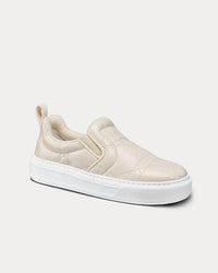 Solar White Quilted Cannage Calfskin Slip On Sneakers