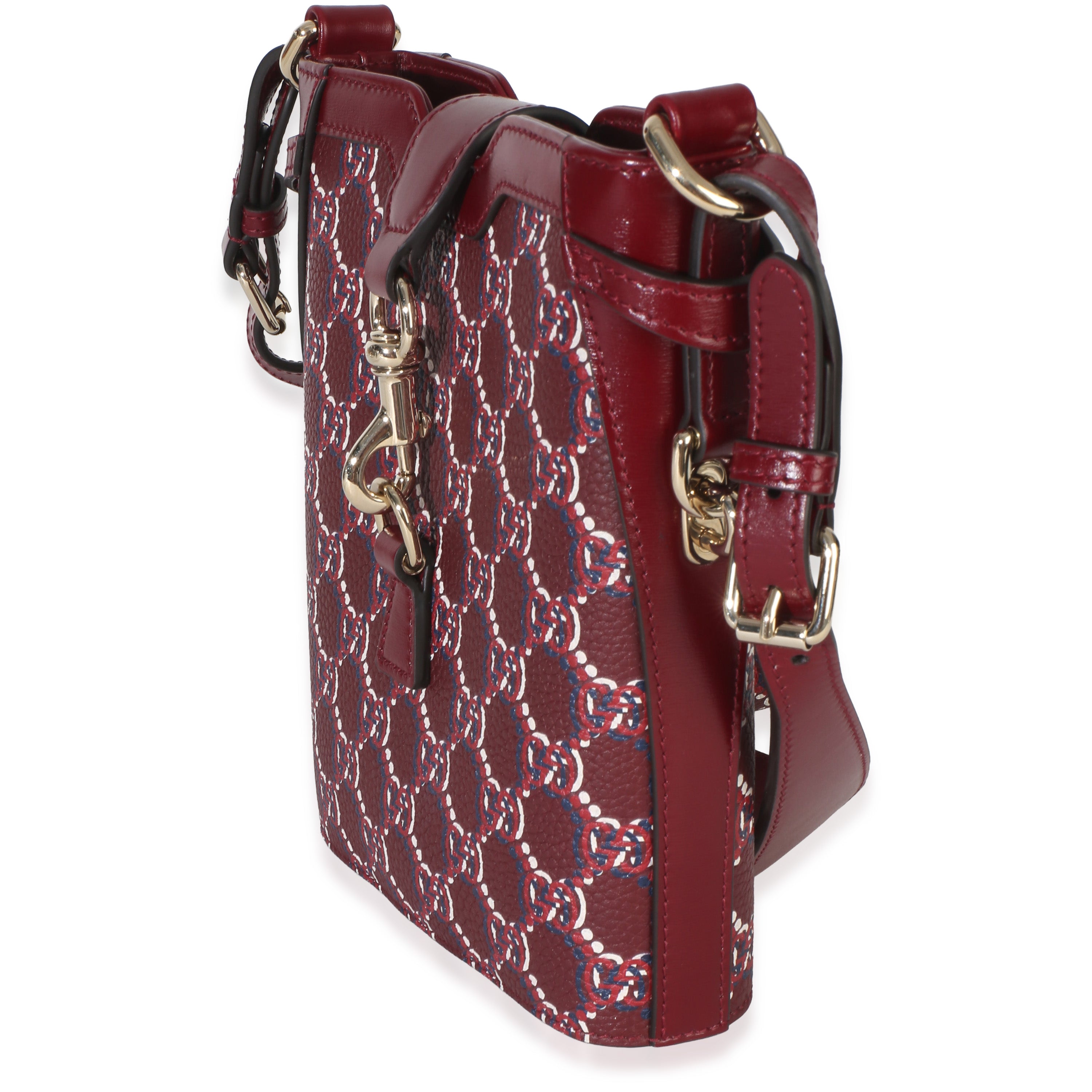 Red Multicolor Monogram Grained Calfskin Mini Shadow Bucket Bag