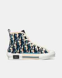 B23 Beige, Black and Navy Blue Dior Oblique Tapestry High Top Sneakers