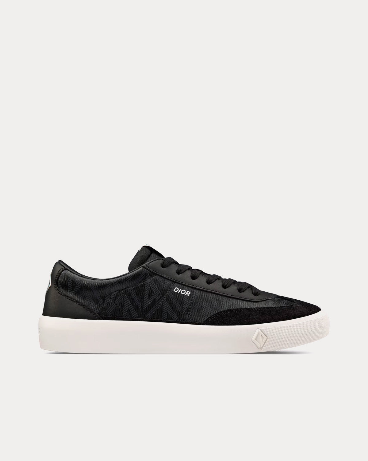B101 Black CD Diamond Canvas, Smooth Calfskin and Nubuck Low Top Sneakers