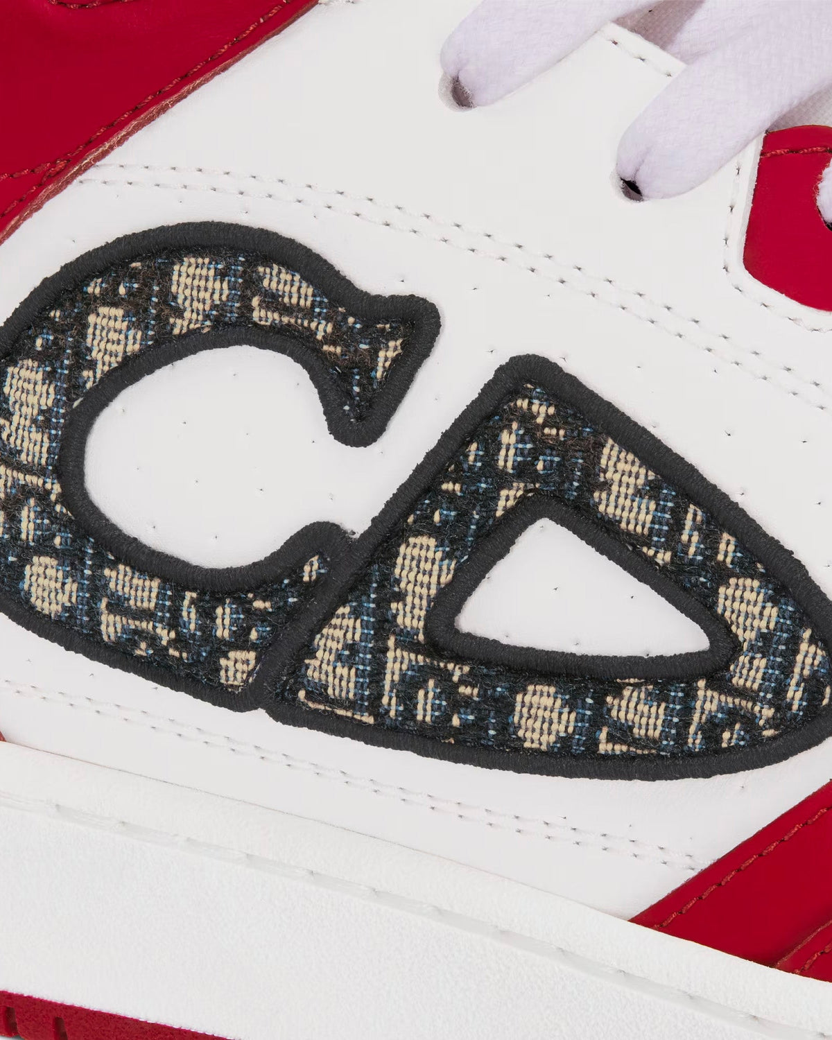 B57 Smooth Calfskin with Dior Oblique Jacquard Red / White Mid Top Sneakers